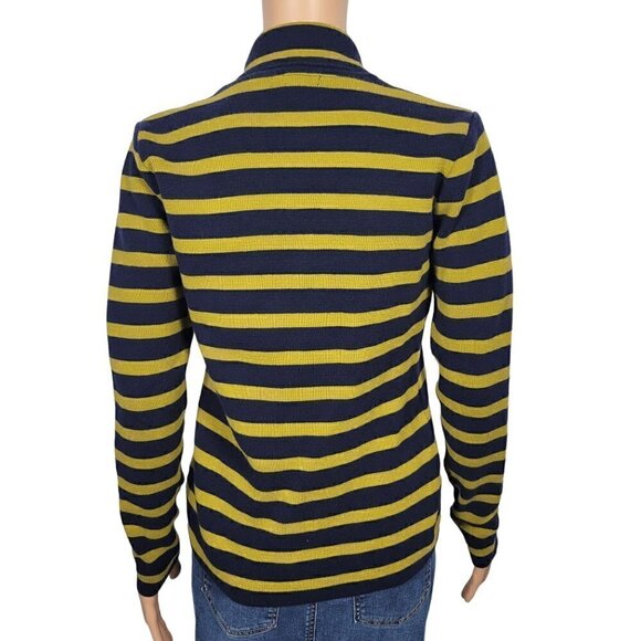 Audrey & Grace Women's Green and Navy Striped 100% Cotton Blazer Size M - Picture 6 of 10